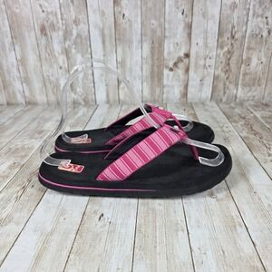 Teva Flip Flops Sandals Pink Striped Casual Comfort Thong Size 6YWomen's 7.5